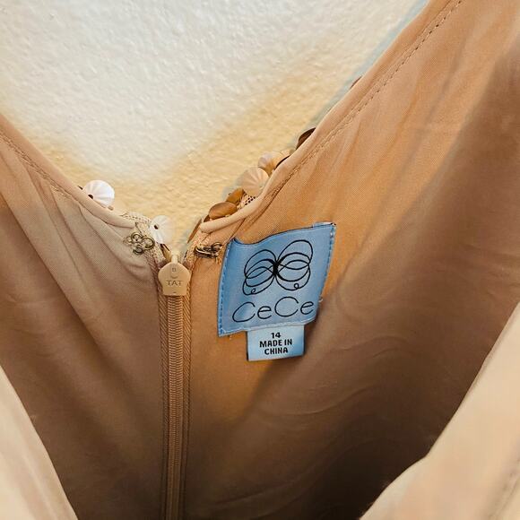 CeCe Sequin Dress Gatsby Flapper 20s Sexy Party Blush Gold Bohemian Luxe sz 14 - Picture 7 of 16